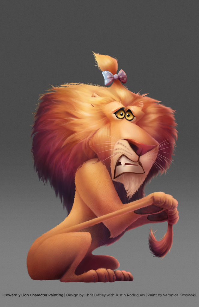 Cowardly Lion Visual Development Character Painting by Veronica Kosowski