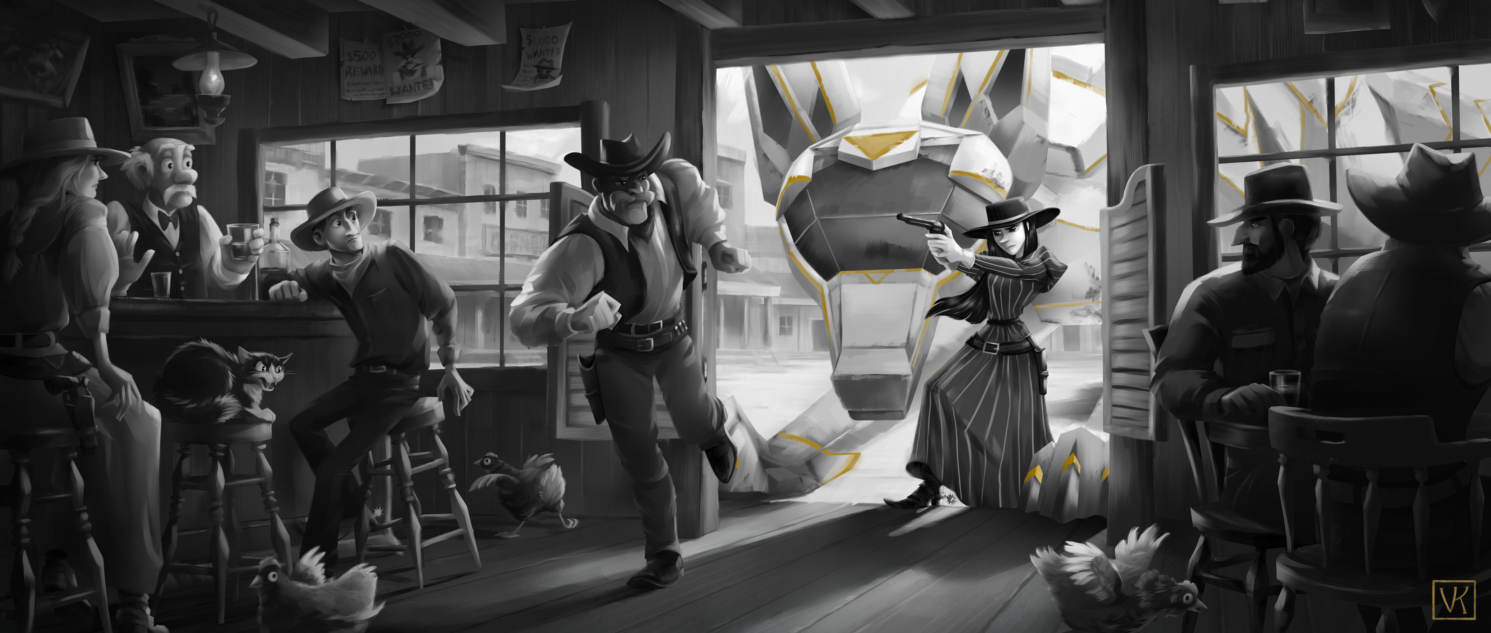 Coyote Kay and the Outlaw Visual Development Painting by Veronica Kosowski