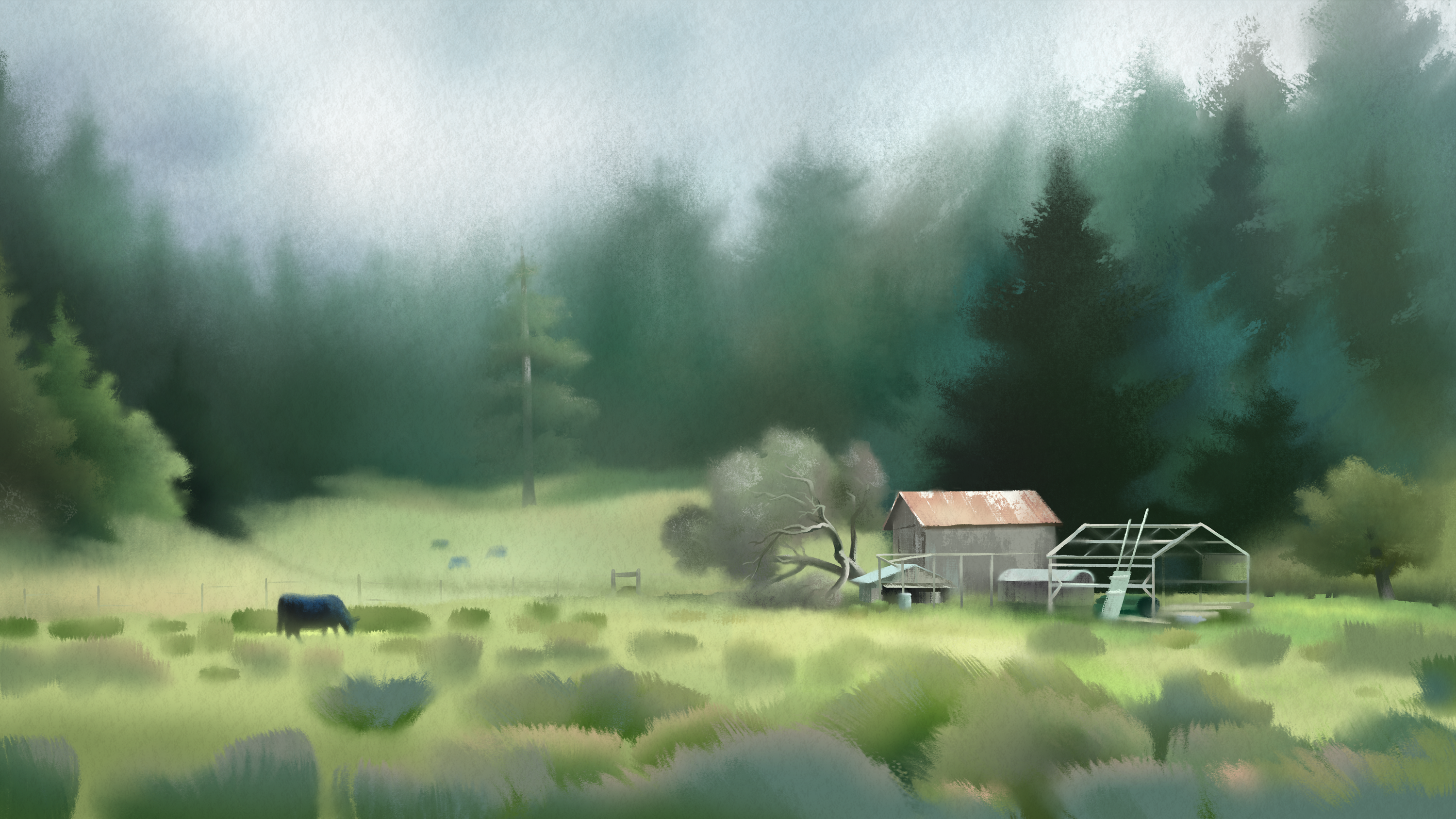 Ferndale Farm Digital Painting Sketch